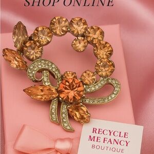 Elegant Orange Crystal Brooch- Eisenberg Ice